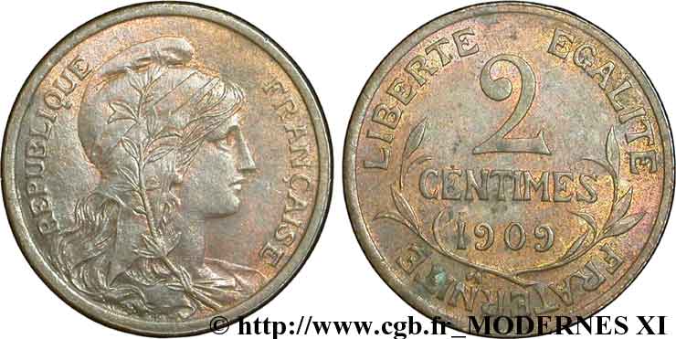 2 centimes Daniel-Dupuis 1909 Paris F.110/12 EBC55 