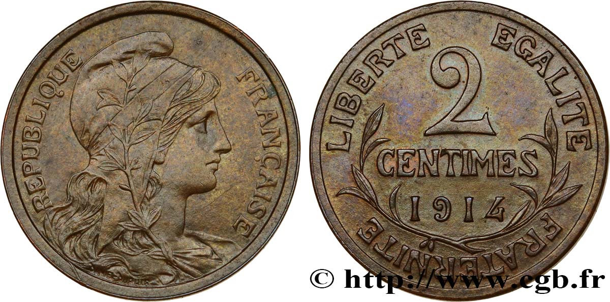 2 centimes Daniel-Dupuis 1914 Paris F.110/17 SUP58 
