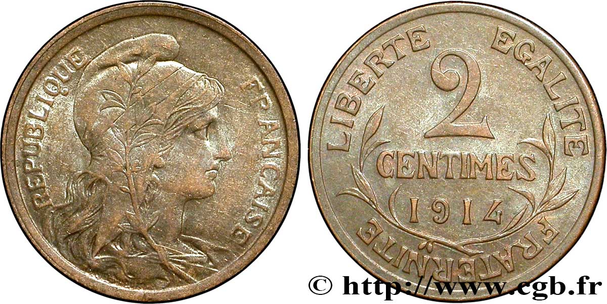 2 centimes Daniel-Dupuis 1914 Paris F.110/17 VF35 
