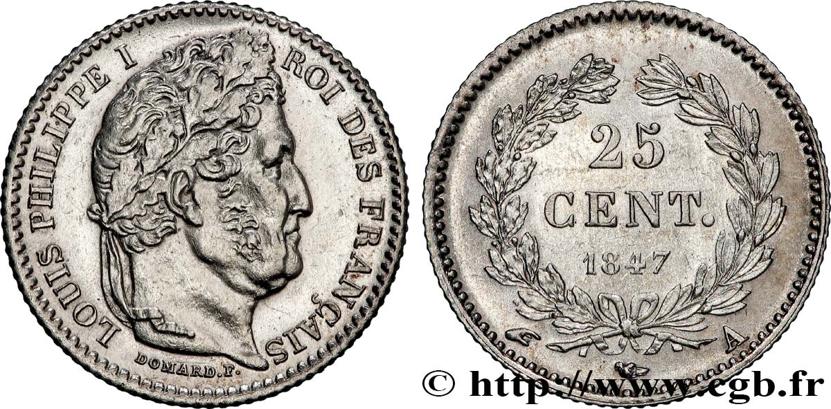 25 centimes Louis-Philippe 1847 Paris F.167/9 SPL62 
