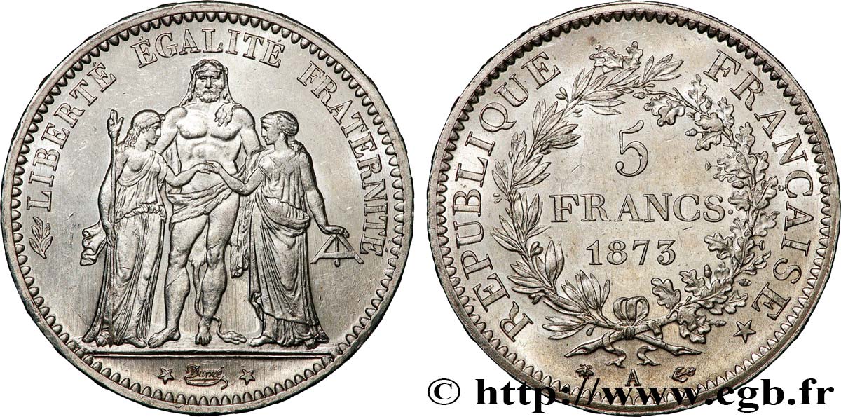 5 francs Hercule 1873 Paris F.334/9 SPL60 