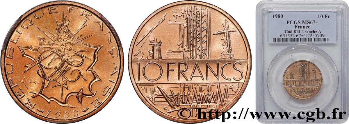 10 francs Mathieu, Tranche A 1980  F.365/8 MS67 PCGS