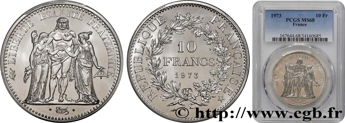 10 francs Hercule 1973  F.364/12 ST68 PCGS