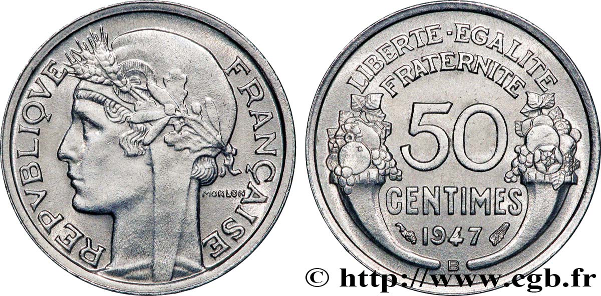 50 centimes Morlon, légère 1947 Beaumont-le-Roger F.194/11 VZ+ 