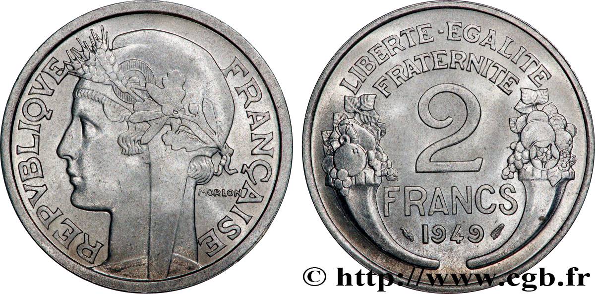 2 francs Morlon, aluminium 1949 Beaumont-Le-Roger F.269/15 var. VZ62 