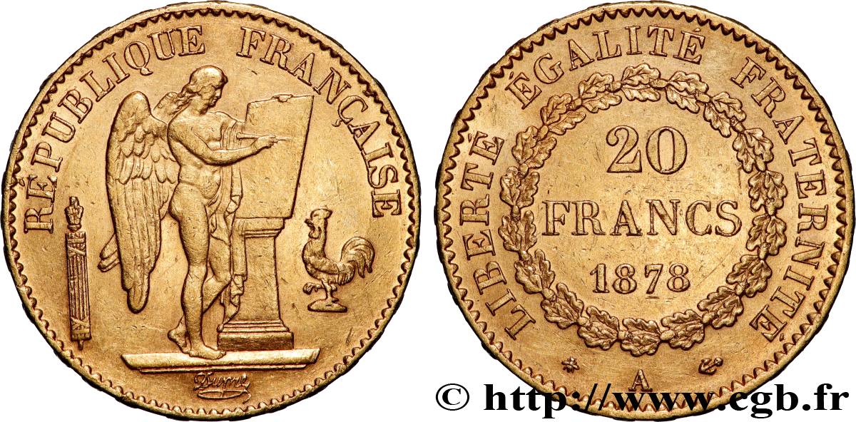 20 francs or Génie, Troisième République 1878 Paris F.533/6 BB 