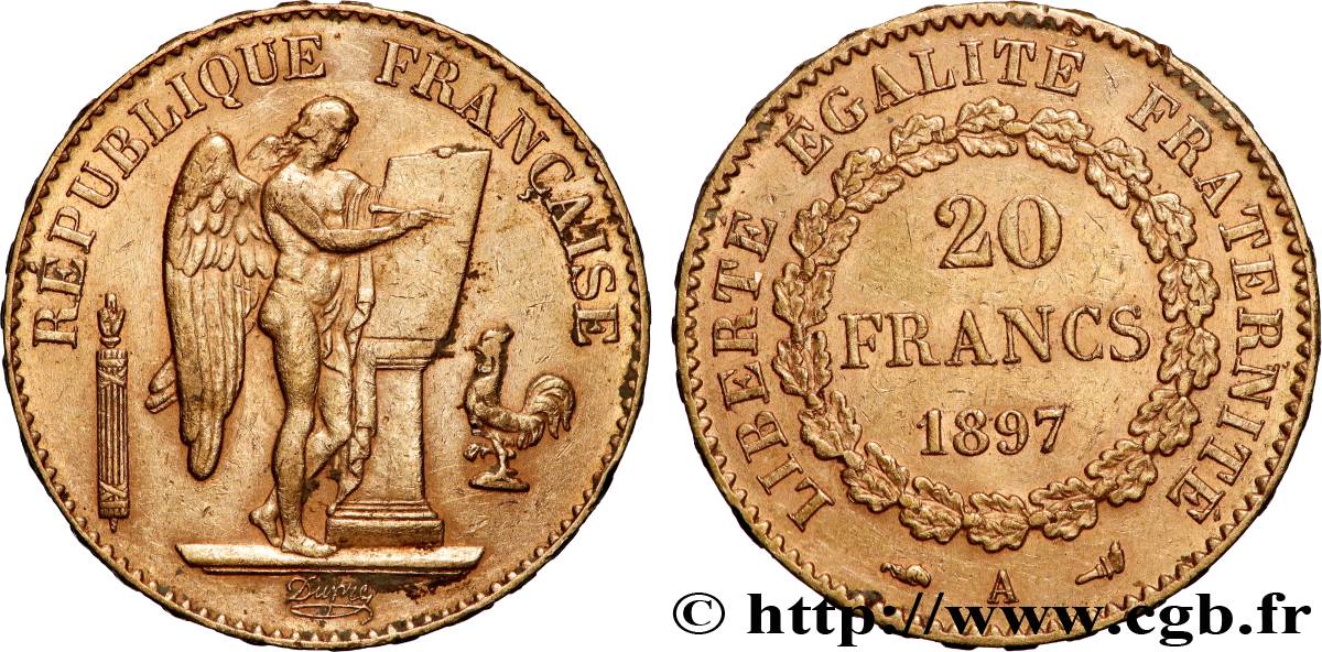 20 francs or Génie, Troisième République 1897 Paris F.533/22 fVZ 