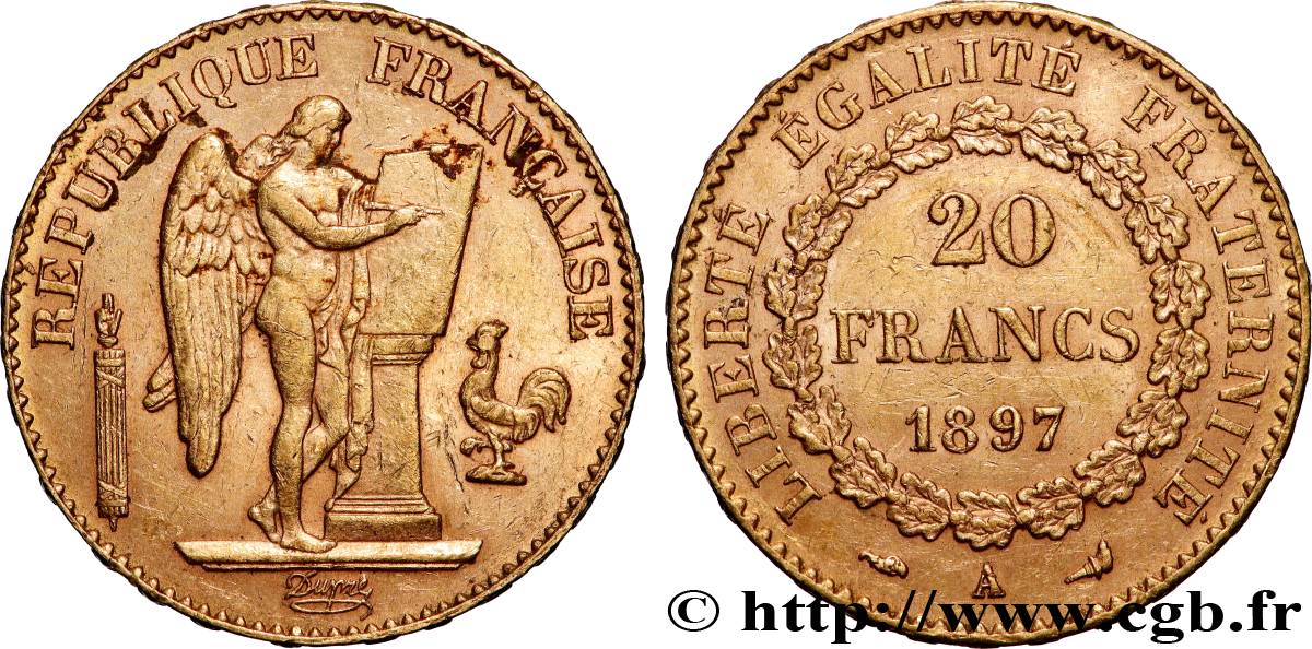 20 francs or Génie, Troisième République 1897 Paris F.533/22 SS 