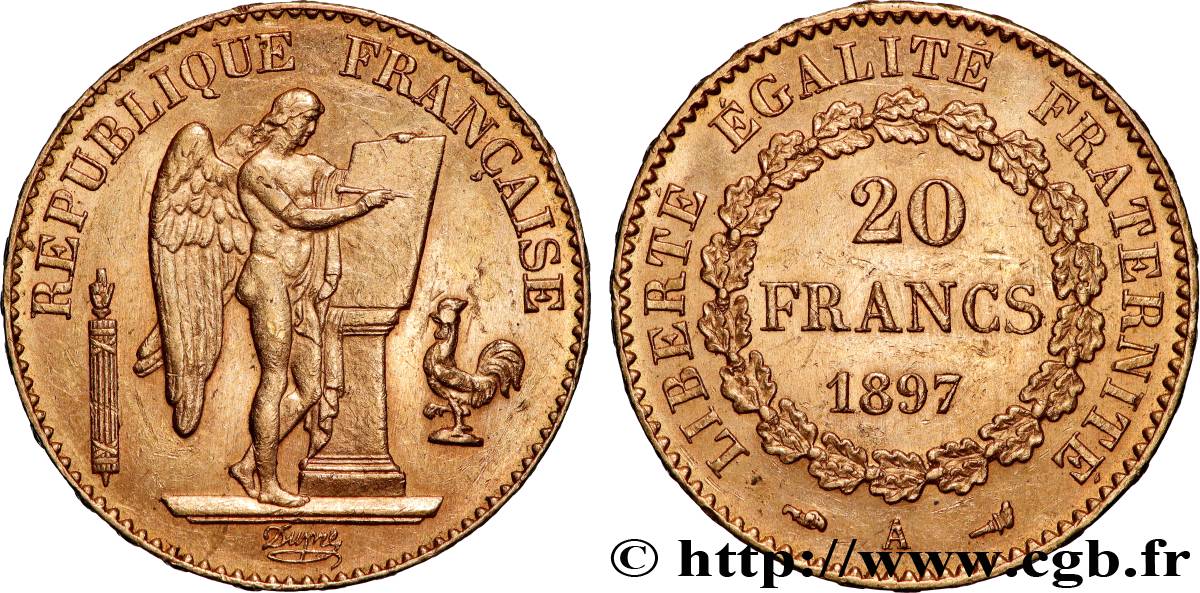 20 francs or Génie, Troisième République 1897 Paris F.533/22 fVZ 