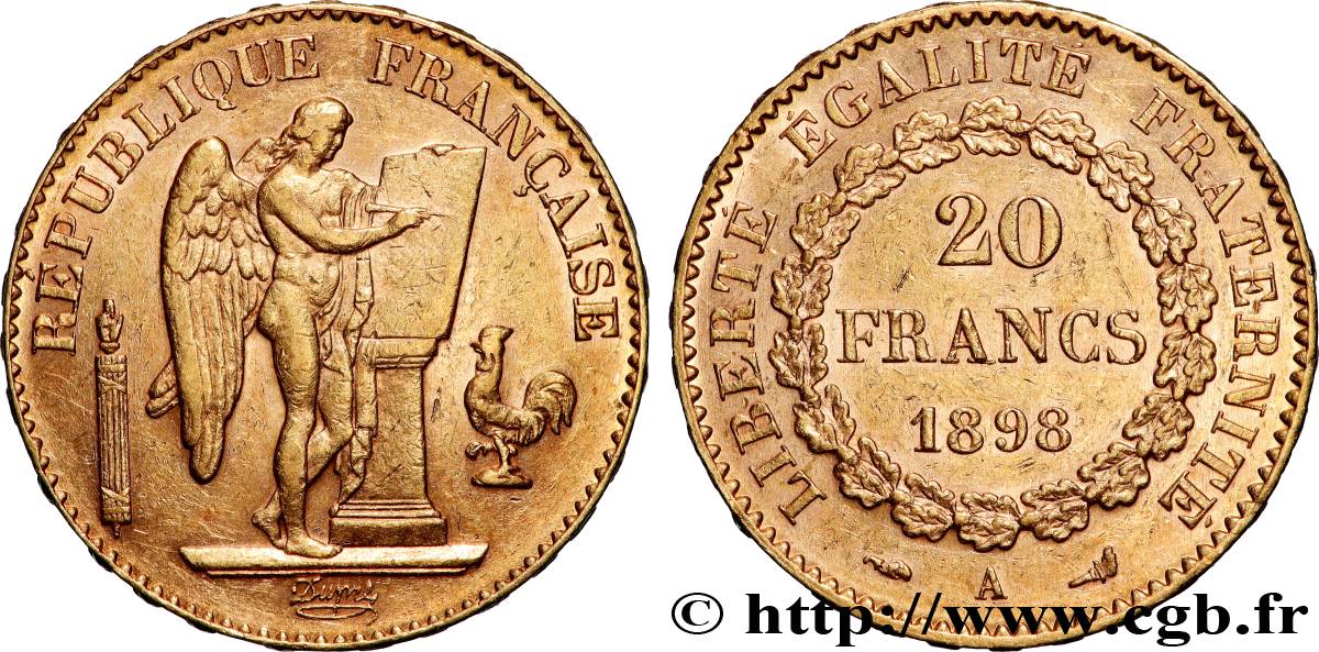 20 francs or Génie, Troisième République 1898 Paris F.533/23 SS 