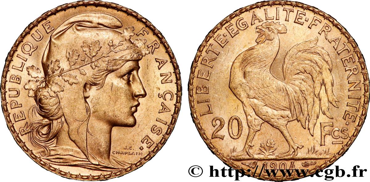 20 francs or Coq, Dieu protège la France 1904 Paris F.534/9 SUP+ 
