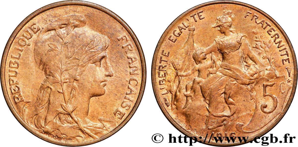 5 centimes Daniel-Dupuis 1916  F.119/29 FDC65 