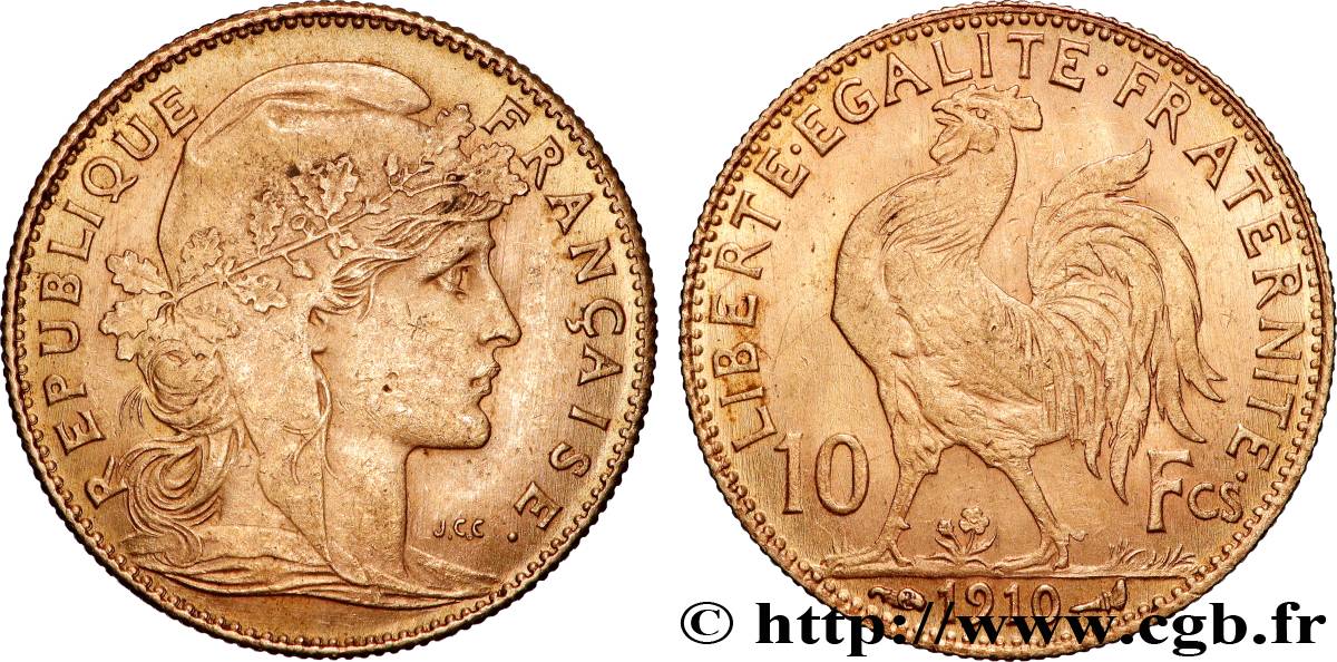 10 francs or Coq 1910 Paris F.509/11 TTB+ 