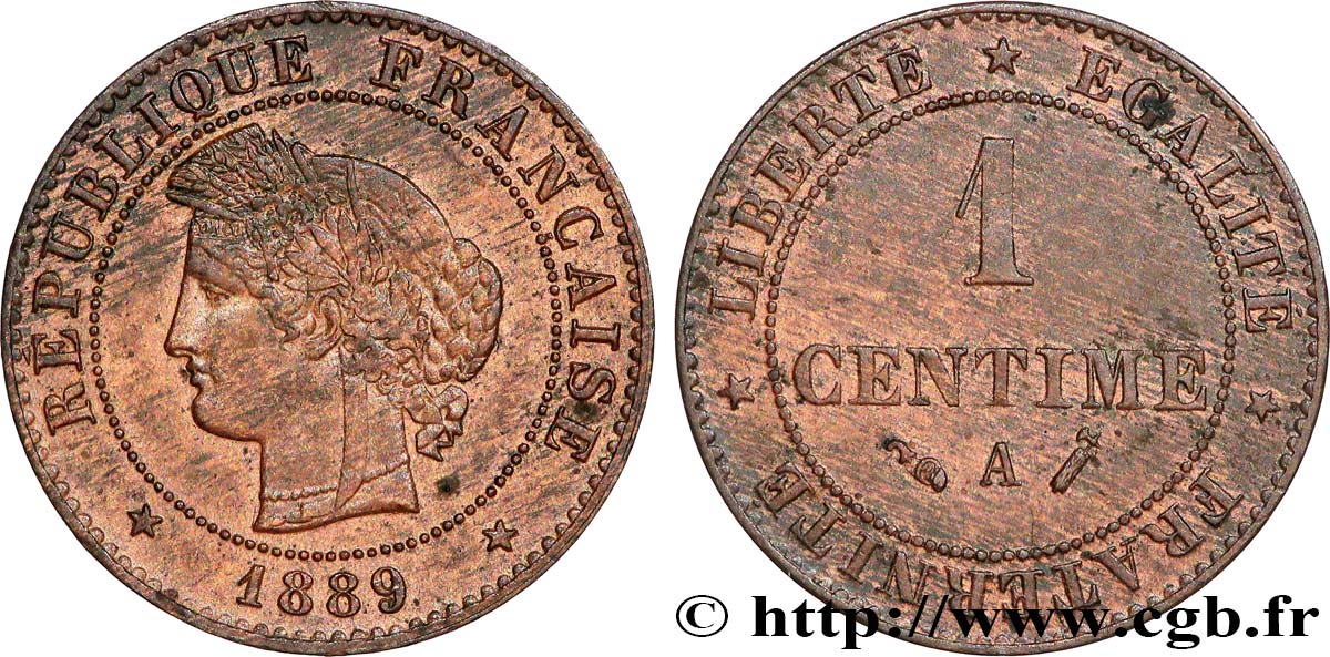 1 centime Cérès 1889 Paris F.104/16 SUP55 