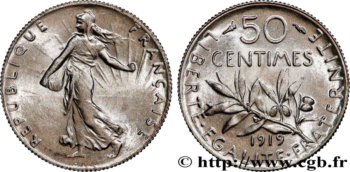 50 centimes Semeuse 1919 Paris F.190/26 FDC65 