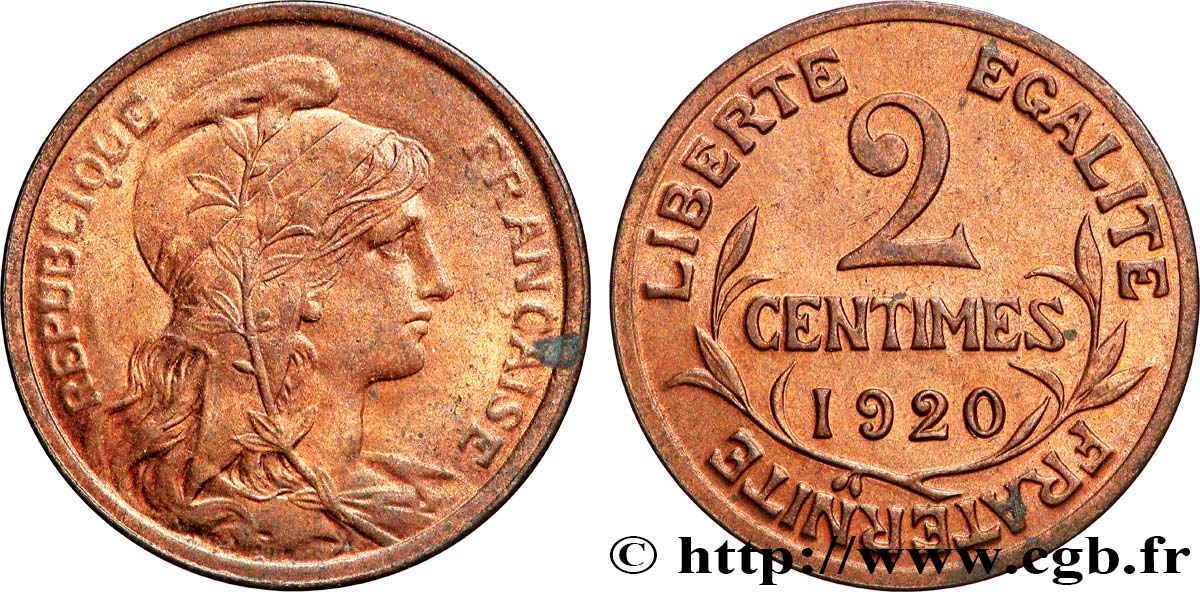 2 centimes Daniel-Dupuis 1920 Paris F.110/20 SUP60 