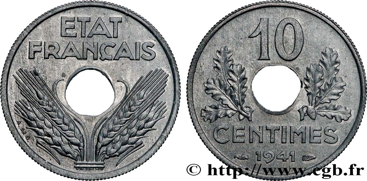 10 centimes État français, grand module 1941 Paris F.141/2 fST64 