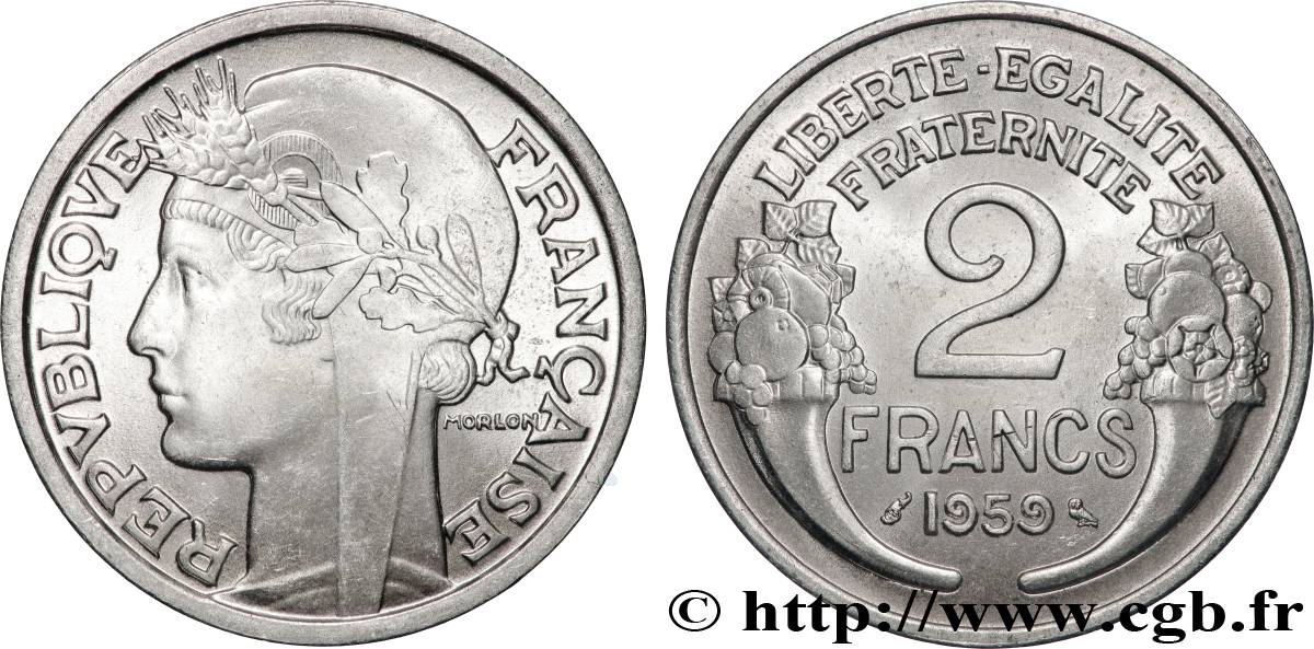 2 francs Morlon, aluminium 1959  F.269/19 SPL63 