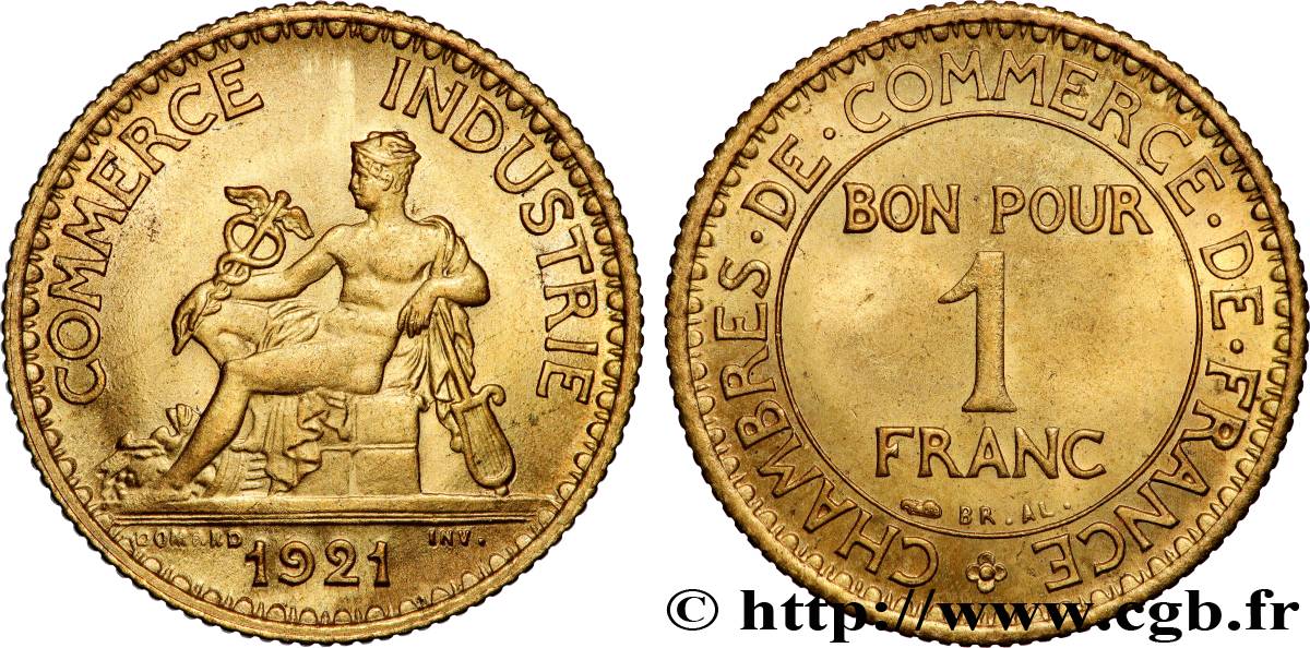 1 franc Chambres de Commerce 1921 Paris F.218/3 MS62 
