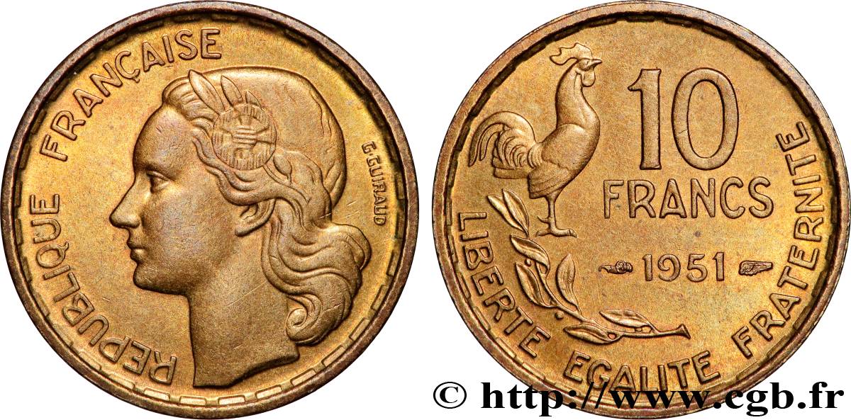 10 francs Guiraud 1951  F.363/4 SPL63 