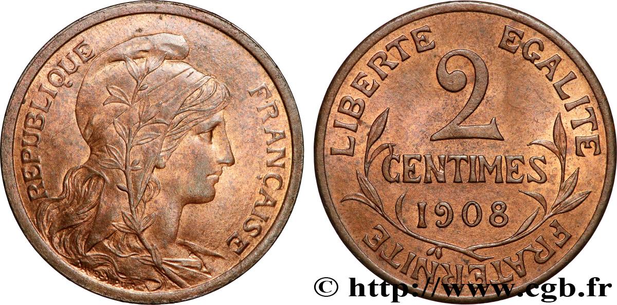 2 centimes Daniel-Dupuis 1908 Paris F.110/11 SPL63 