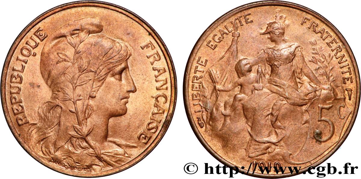 5 centimes Daniel-Dupuis 1912  F.119/24 SPL63 