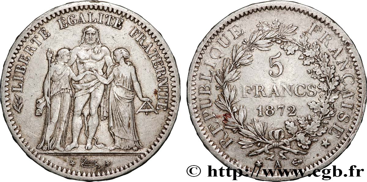 5 francs Hercule 1872 Paris F.334/6 TB+ 