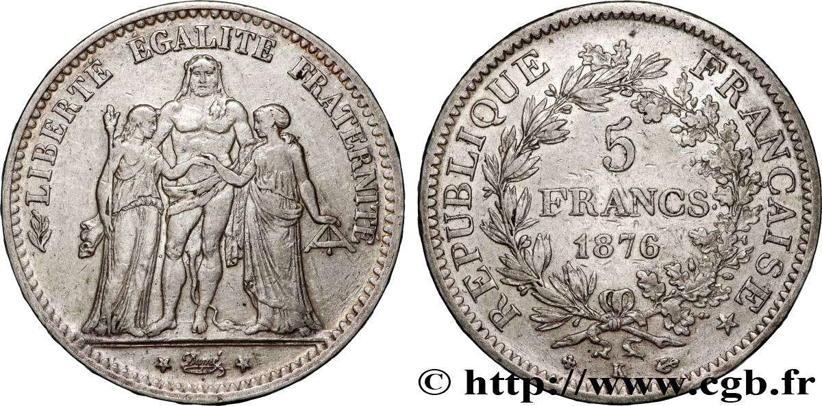 5 francs Hercule 1876 Bordeaux F.334/18 TTB40 