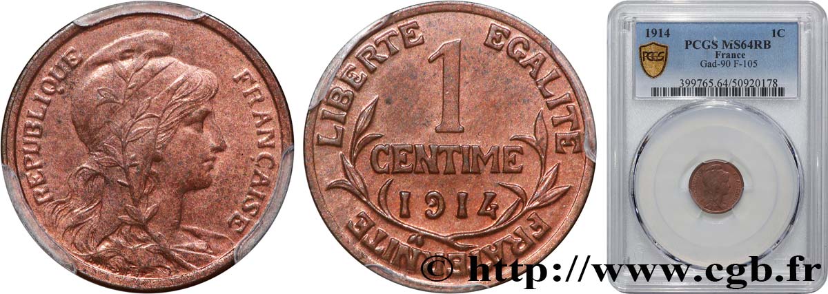 1 centime Daniel-Dupuis 1914 Paris F.105/16 MS64 PCGS