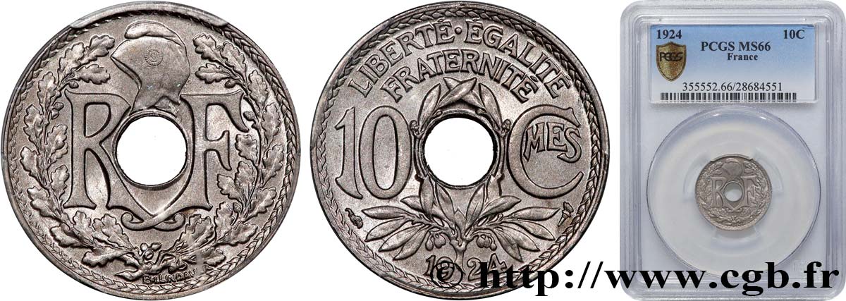 10 centimes Lindauer 1924 Paris F.138/10 MS66 PCGS