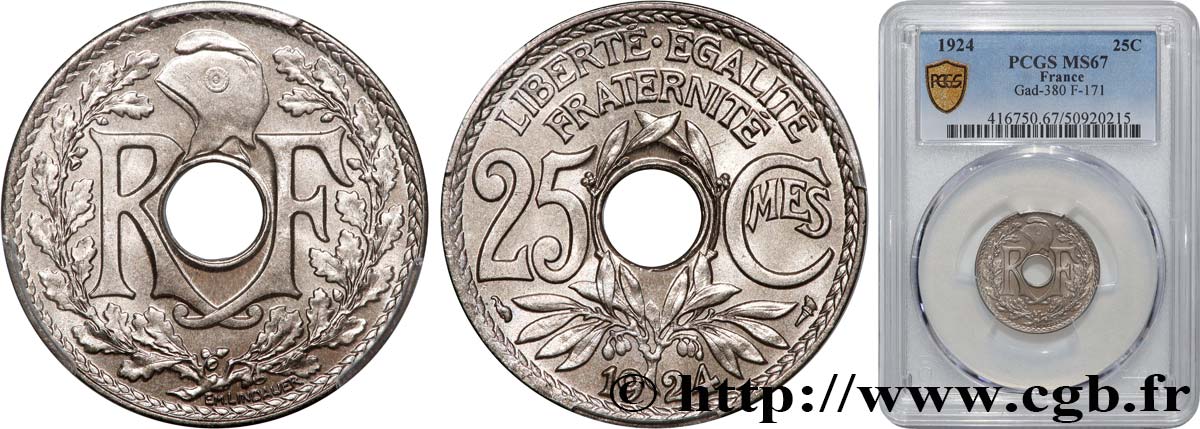 25 centimes Lindauer 1924  F.171/8 MS67 PCGS