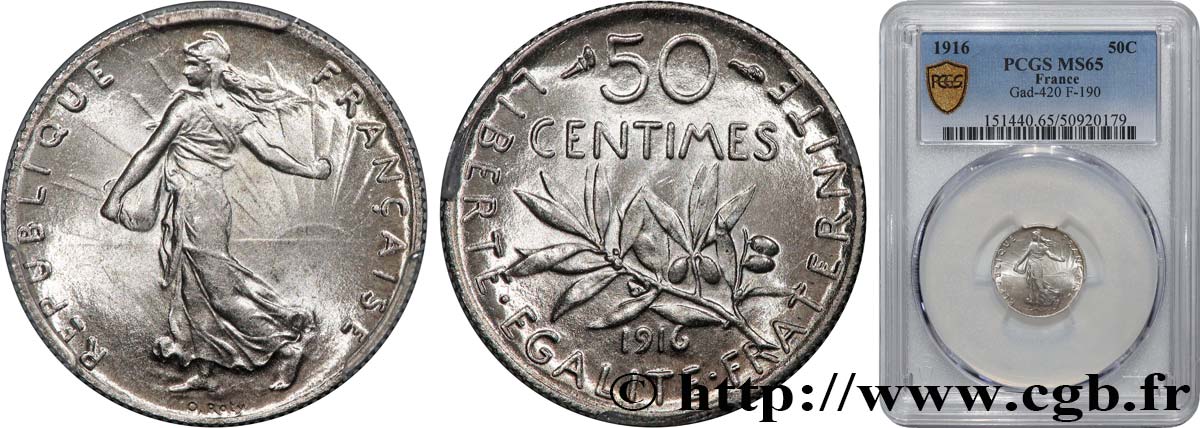 50 centimes Semeuse 1916  F.190/23 FDC65 PCGS