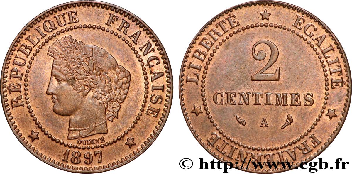 2 centimes Cérès 1897 Paris F.109/23 SUP62 