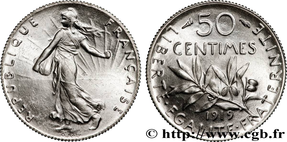 50 centimes Semeuse 1919 Paris F.190/26 SPL64 