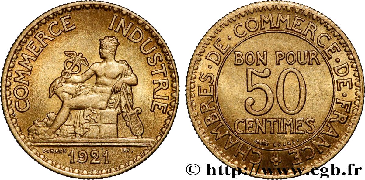 50 centimes Chambres de Commerce 1921 Paris F.191/3 SPL63 