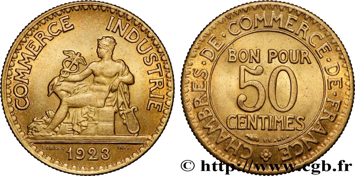 50 centimes Chambres de Commerce 1923 Paris F.191/5 SPL64 