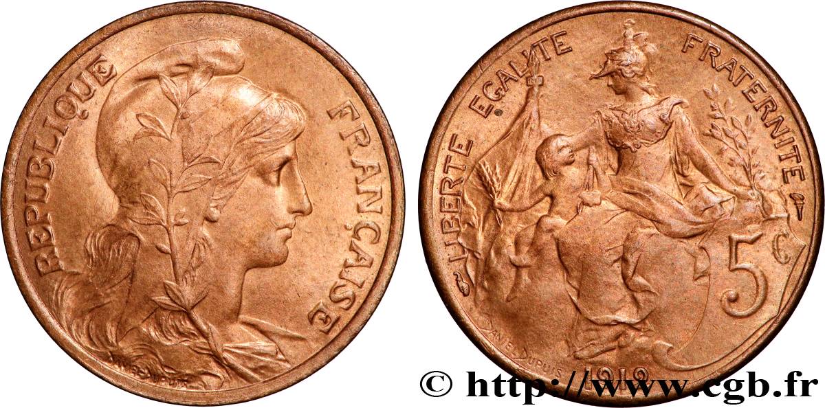 5 centimes Daniel-Dupuis 1912  F.119/24 SPL63 