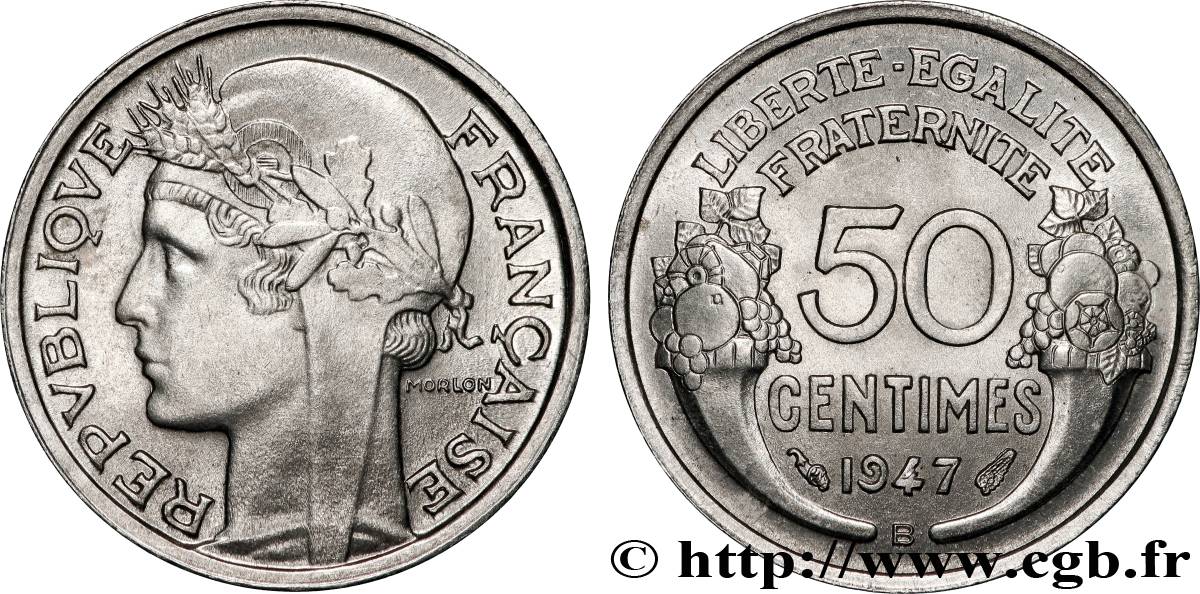 50 centimes Morlon, légère 1947 Beaumont-le-Roger F.194/11 MS64 