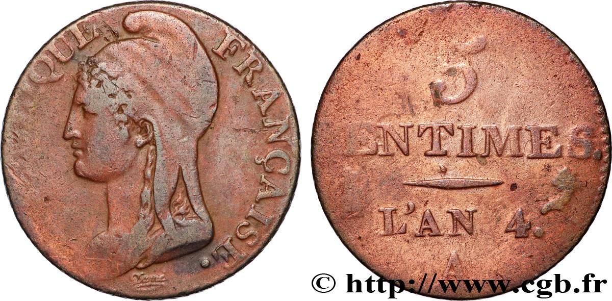 5 centimes Dupré, petit module 1796 Paris F.113/1 TB 