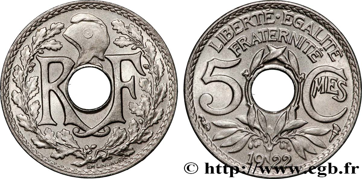 5 centimes Lindauer, petit module 1922 Paris F.122/4 fST64 