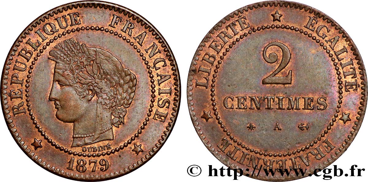 2 centimes Cérès 1879 Paris F.109/5 VZ62 