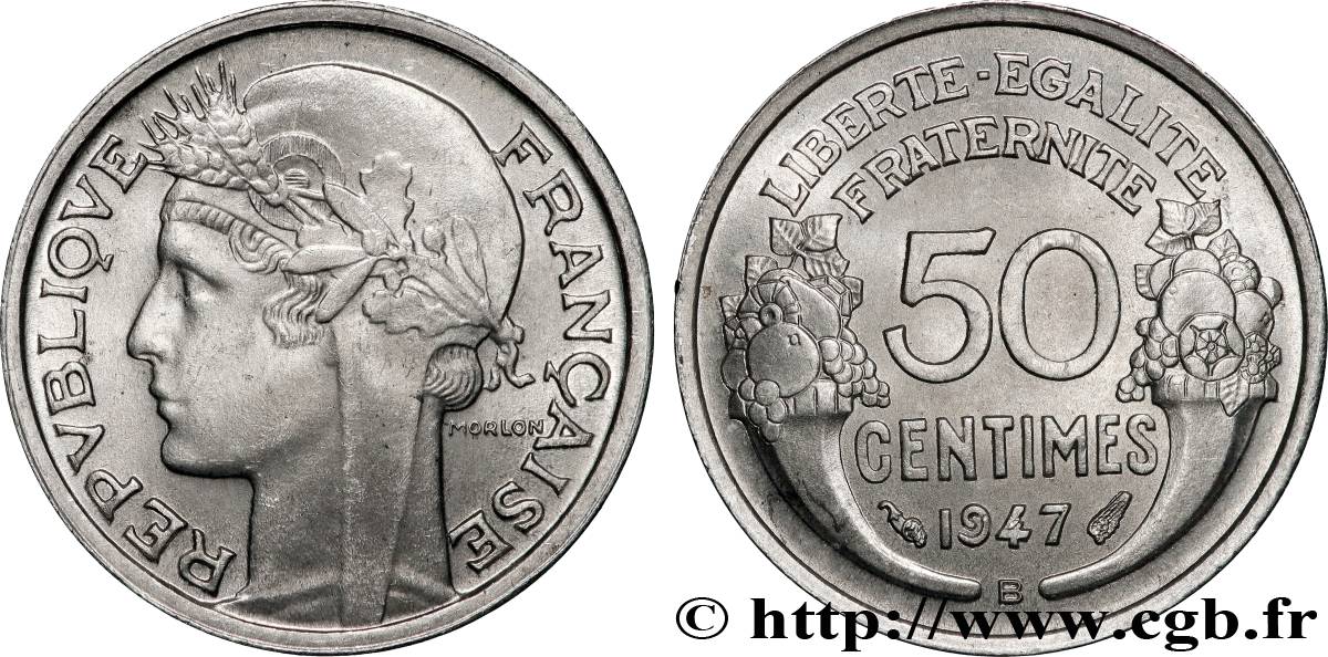 50 centimes Morlon, légère 1947 Beaumont-le-Roger F.194/11 MS64 