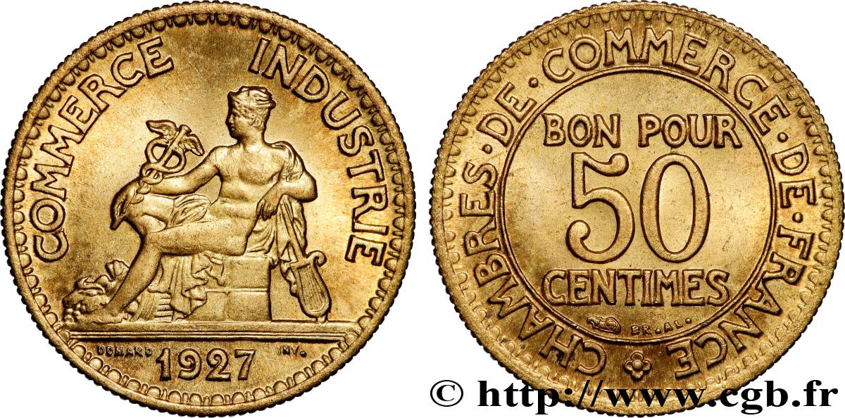 50 centimes Chambres de Commerce 1927 Paris F.191/9 fST63 