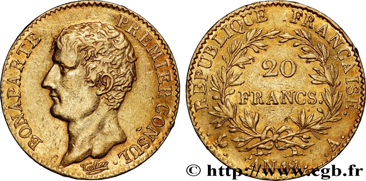 20 francs or Bonaparte Premier Consul 1804 Paris F.510/2 AU 