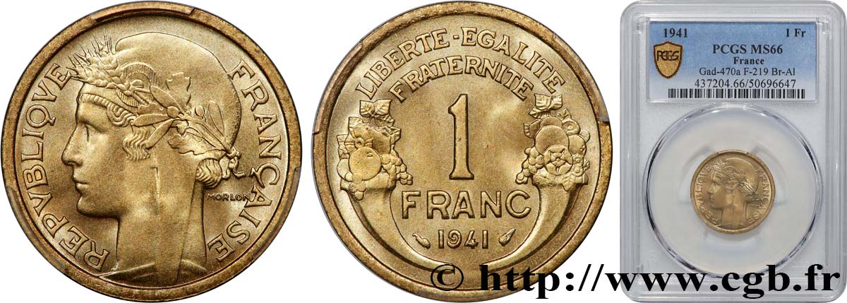 1 franc Morlon 1941 Paris F.219/12 FDC66 PCGS