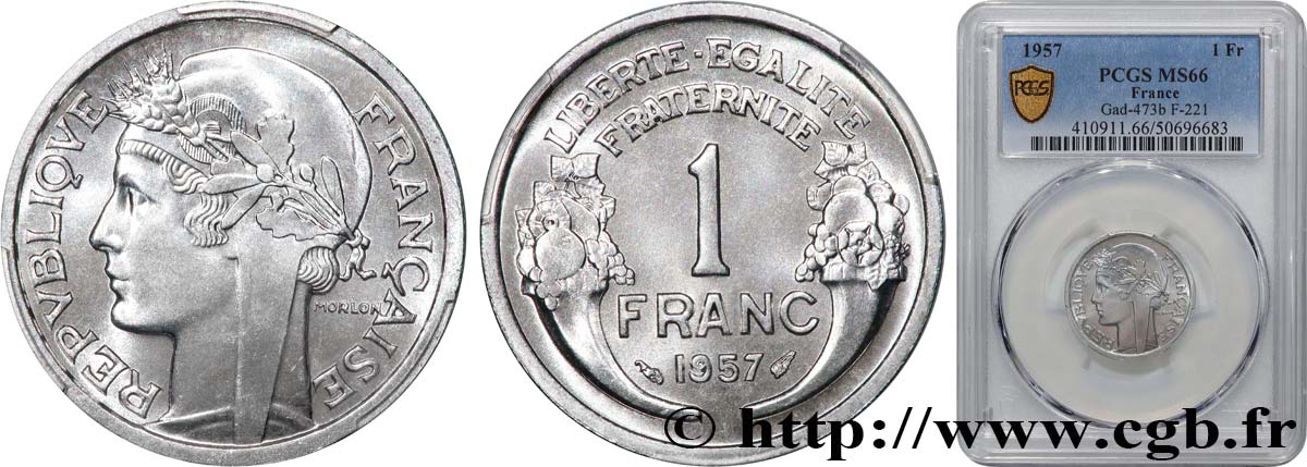 1 franc Morlon, légère 1957  F.221/19 MS66 PCGS