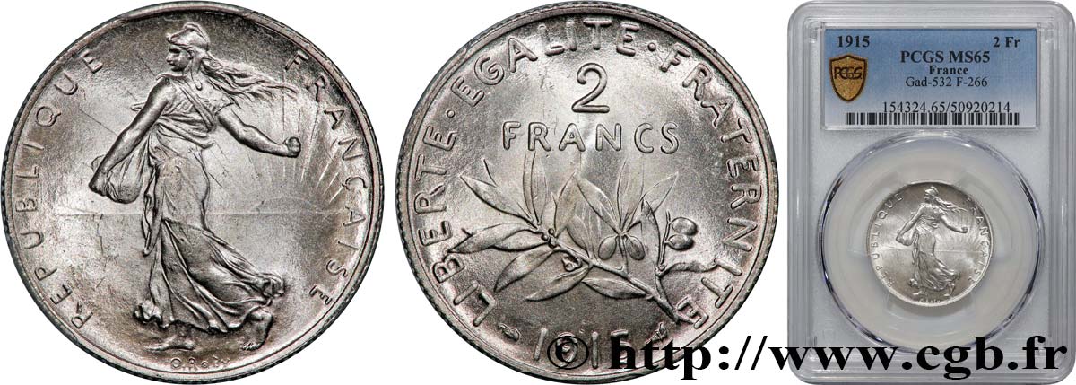 2 francs Semeuse 1915  F.266/17 FDC65 PCGS