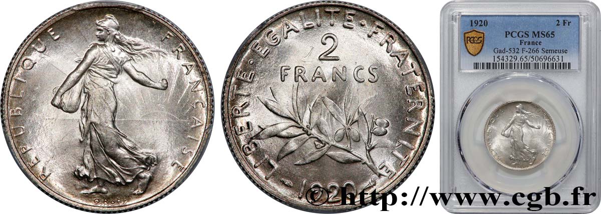 2 francs Semeuse 1920  F.266/22 FDC65 PCGS