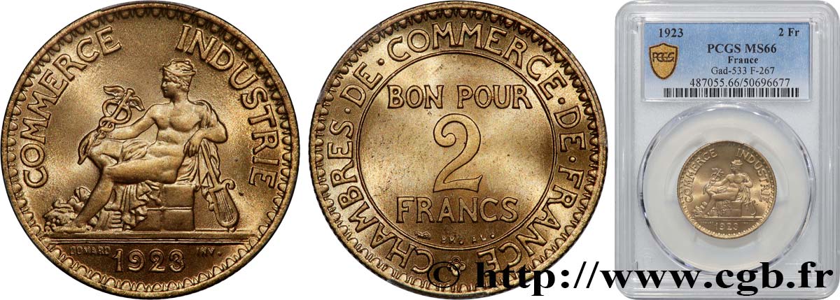 2 francs Chambres de Commerce 1923  F.267/5 FDC66 PCGS