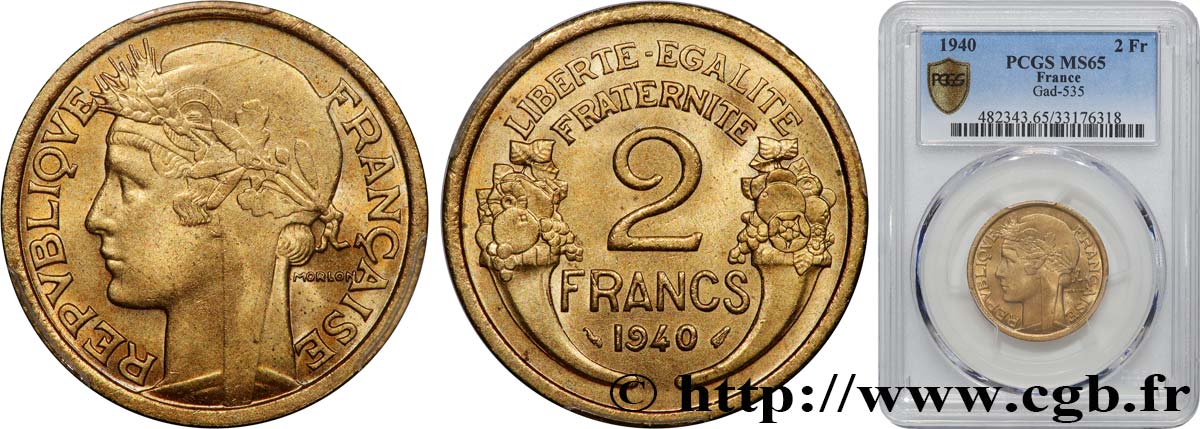 2 francs Morlon 1940  F.268/13 MS65 PCGS